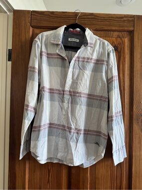 Tommy Bahama White Button-Down Shirt with red & Gray Plaid